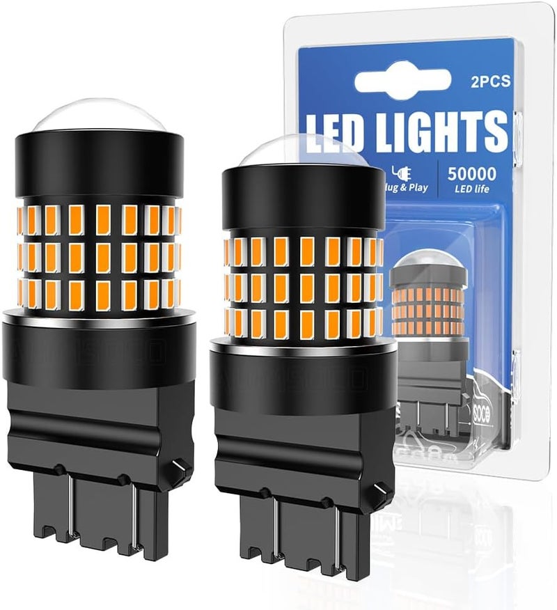 AUIMSOCO 7443 LED Bulbs Amber Yellow Super Bright Turn Signal Bulb - 300% Brighter 4000LM 7440 7441 7444 T20 W21W Canbus-Ready for Chevy Silverado 2500(2019-2020-2021-2022), Pack of 2 - Image 1